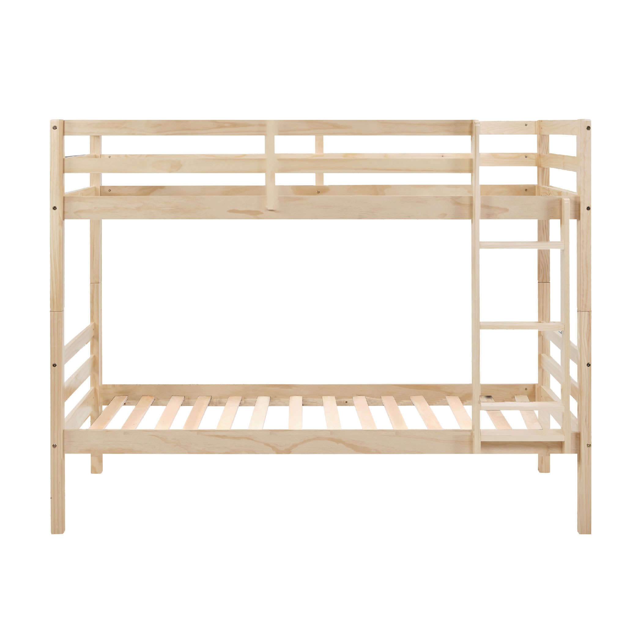 Twin Over Twin Bunk Bed With Ladder,Wooden Bunk Bed With High Guardrail And Ladder For Kids, Teens, Dorm Rooms, And Guest Rooms,No Box Spring Needed,White_voghion.com